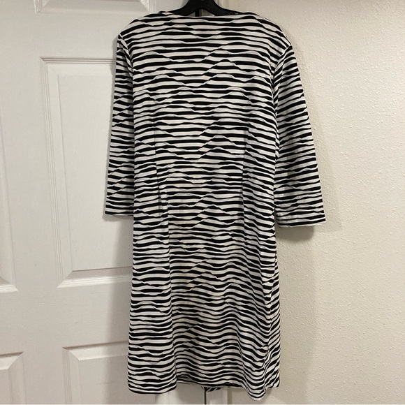 Chico’s Wave Striped Print Textured Faux Wrap 3/4 Length Sleeve Dress Chicos  3 - Picture 7 of 14